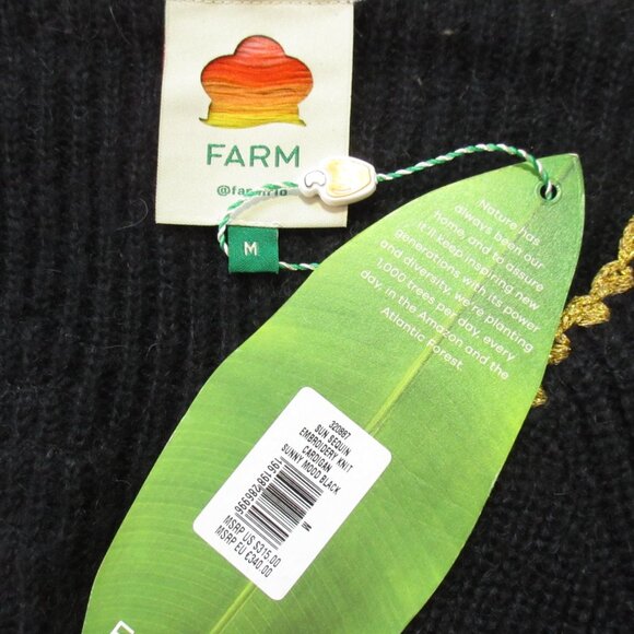 NWT Farm Rio Sun Sequin Cardigan in Sunny Mood Black Belted Long Knit Sweater M - Picture 6 of 8